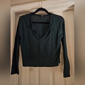 Lulu's Green Ribbed Women's Top